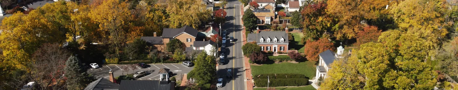 aerial view houses small town