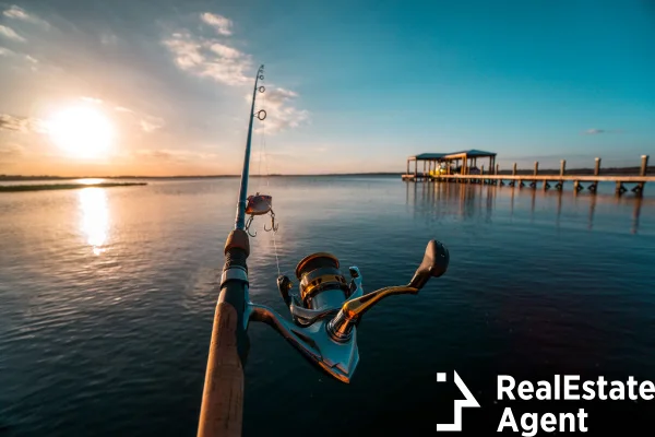 fishing after long day sunset on