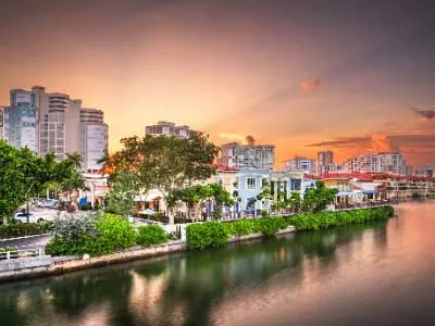 naples usa downtown skyline dusk