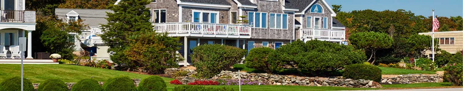 suburban neighborhood united states flag in new hampshire