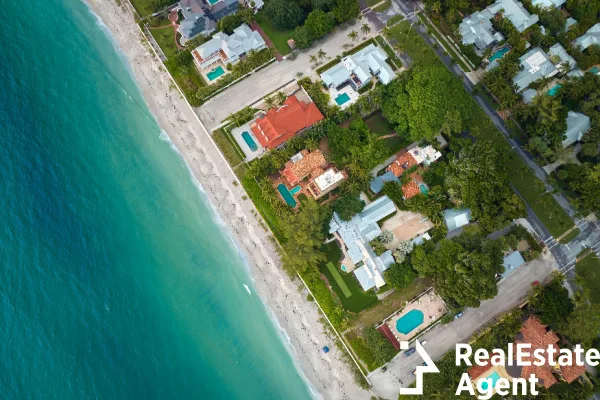 view above large residential houses island