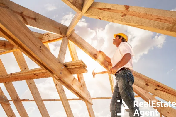 worker roofer builder working on