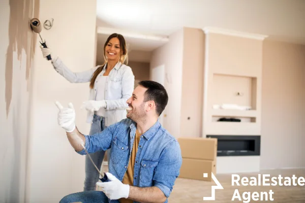 young couple renovating thei apartment