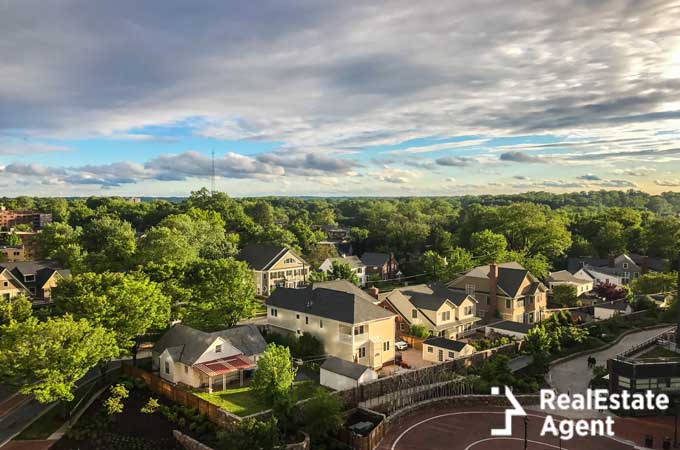 aerial view of houses in downtown bethesda