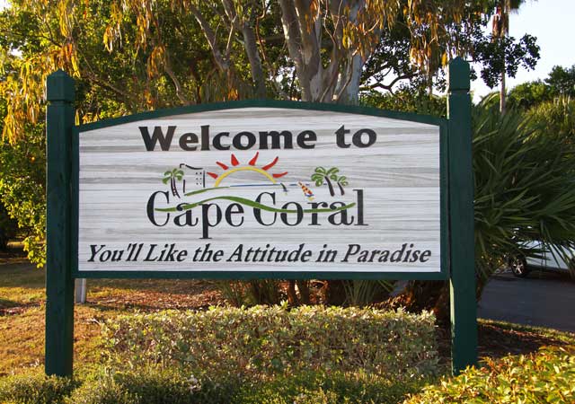 welcome sign for Cape Coral Florida