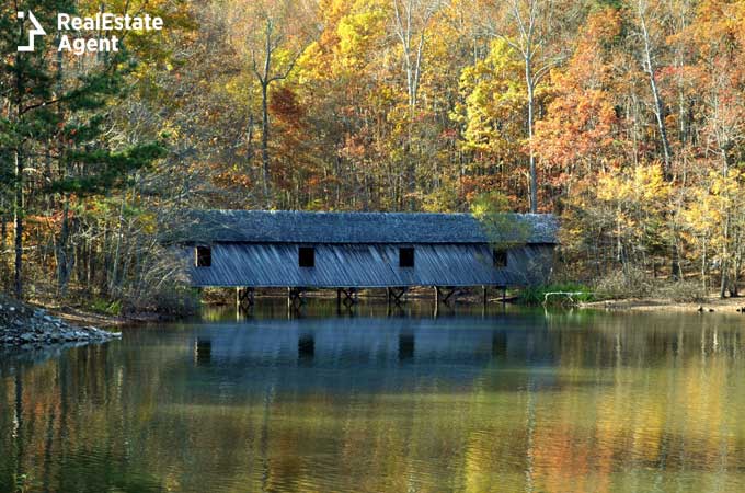 covered bridge in Foley Alabama from the Green Mountain Nature Trail