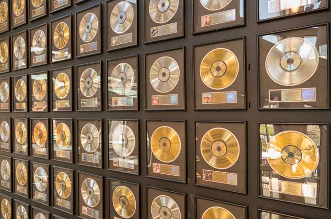 gold, silver and platinum records at the Country Music Hall of Fame and Museum in Nashville Tennessee image