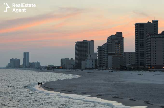 Gulf Shores Alabama beach at sunset