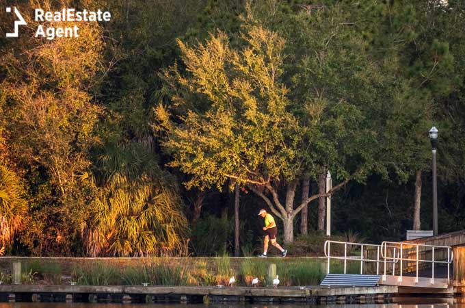 lakewood ranch florida a senios man jogs along lakeside