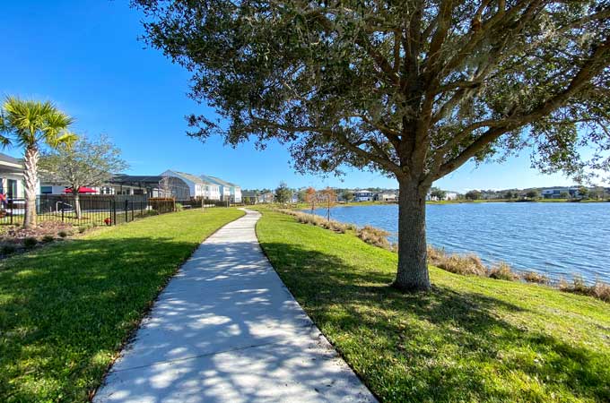 Orlando sidewalk on lake Nona