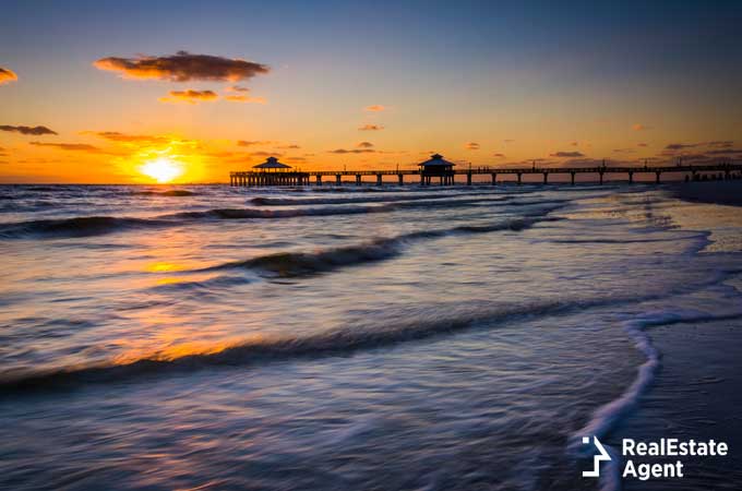 sunset over the fishing pier in Fort Myers Florida