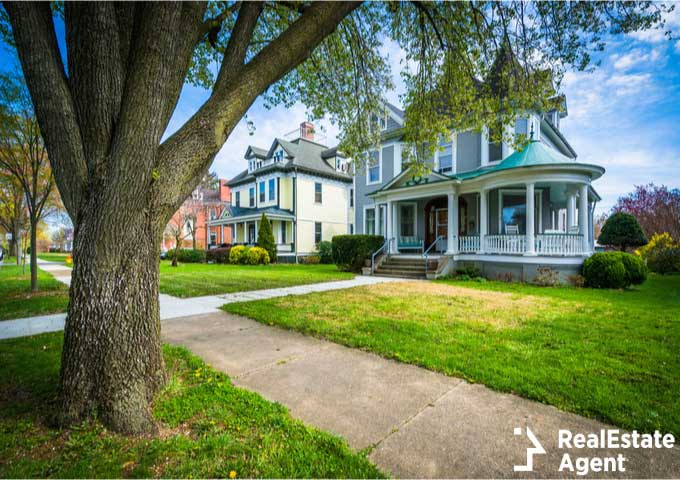 Tree and Houses on clarke place in maryland