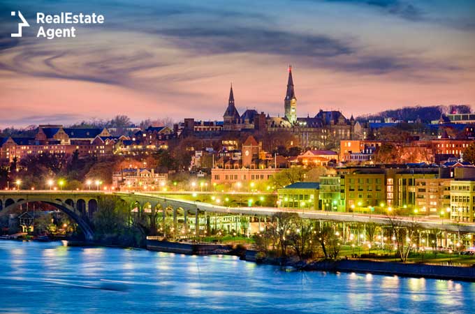 Georgetown - Washington DC skyline on the Potomac River