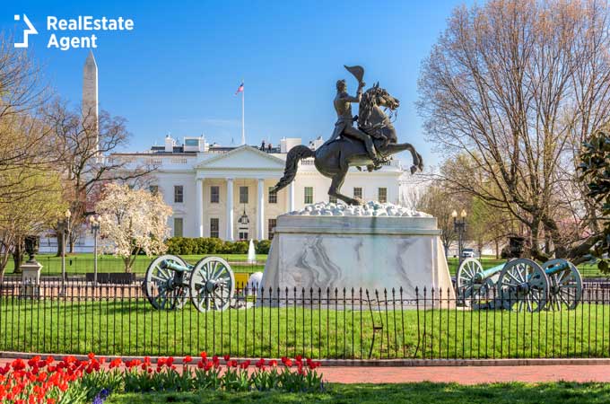 White House and Lafayette Square in Washington DC